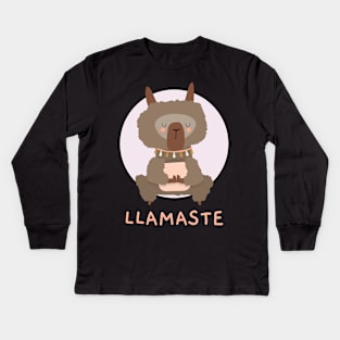 Llamaste Yoga Llama Kids Long Sleeve T-Shirt